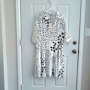 MISSLOOK Black and White Polka Dot Midi Dress